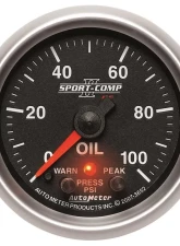 AutoMeter GAUGE; OIL PRESS; 2 1/16in.; 100PSI; DIGITAL STPR MTR W/PK/WRN; SPORT-COMP II                                     - 3652 - Image 7