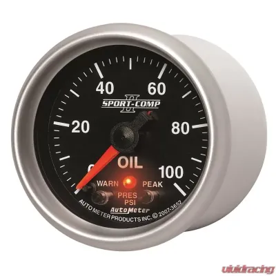AutoMeter GAUGE; OIL PRESS; 2 1/16in.; 100PSI; DIGITAL STPR MTR W/PK/WRN; SPORT-COMP II - 3652