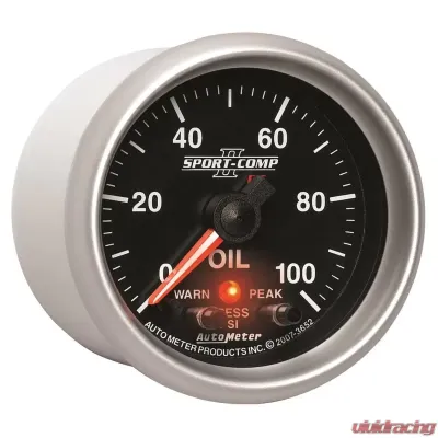 AutoMeter GAUGE; OIL PRESS; 2 1/16in.; 100PSI; DIGITAL STPR MTR W/PK/WRN; SPORT-COMP II - 3652