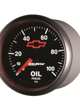 AutoMeter Oil Pressure Gauge 2 1/16in 0-100 PSI Digital Stepper Motor Chevy Red Bowtie                                     - 3653-00406 - Image 2