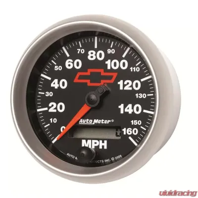 AutoMeter GAUGE; SPEEDOMETER; 3 3/8in.; 160MPH; ELEC. PROGRAMMABLE; CHEVY RED BOWTIE; BLAC - 3688-00406