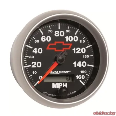 AutoMeter GAUGE; SPEEDOMETER; 3 3/8in.; 160MPH; ELEC. PROGRAMMABLE; CHEVY RED BOWTIE; BLAC - 3688-00406