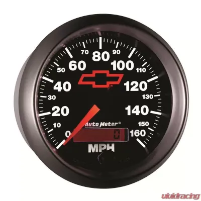 AutoMeter GAUGE; SPEEDOMETER; 3 3/8in.; 160MPH; ELEC. PROGRAMMABLE; CHEVY RED BOWTIE; BLAC - 3688-00406