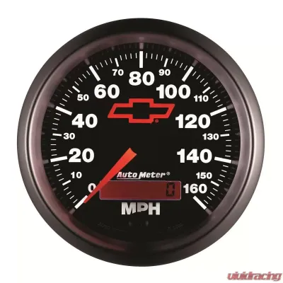 AutoMeter GAUGE; SPEEDOMETER; 3 3/8in.; 160MPH; ELEC. PROGRAMMABLE; CHEVY RED BOWTIE; BLAC - 3688-00406