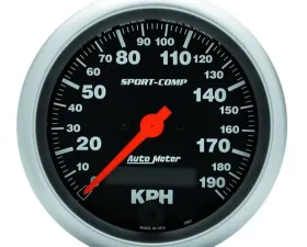 AutoMeter GAUGE; SPEEDOMETER; 3 3/8in.; 190KM/H; ELEC. PROG. W/LCD ODO; SPORT-COMP