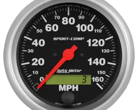 AutoMeter GAUGE; SPEEDO; 3 3/8in.; 160MPH; ELEC. PROGRAM W/LCD ODO; SPORT-COMP