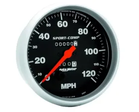 AutoMeter GAUGE; SPEEDOMETER; 5in.; 120MPH; MECHANICAL; SPORT-COMP