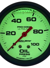 AutoMeter GAUGE; OIL PRESS; 2 5/8in.; 100PSI; LIQUID FILLED MECH; GLOW IN DARK; ULTRA-NITE                                     - 4221 - Image 2
