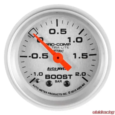 AutoMeter GAUGE; VAC/BOOST; 2 1/16in.;-1-+2 BAR; MECHANICAL; ULTRA-LITE - 4303-M2