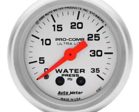 AutoMeter GAUGE; WATER PRESS; 2 1/16in.; 35PSI; MECHANICAL; ULTRA-LITE
