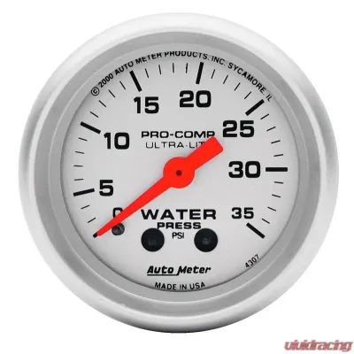AutoMeter GAUGE; WATER PRESS; 2 1/16in.; 35PSI; MECHANICAL; ULTRA-LITE - 4307