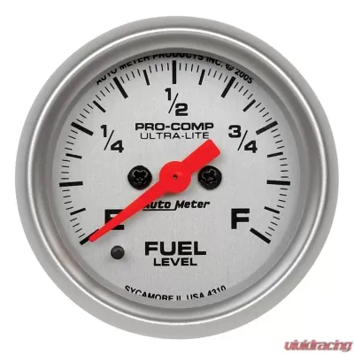 AutoMeter GAUGE; FUEL LEVEL; 2 1/16in.; 0-280O PROGRAMMABLE; ULTRA-LITE - 4310