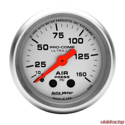 AutoMeter GAUGE; AIR PRESS; 2 1/16in.; 150PSI; MECHANICAL; ULTRA-LITE - 4320