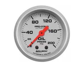 AutoMeter GAUGE; OIL PRESSURE; 2 1/16in.; 200PSI; MECHANICAL; ULTRA-LITE
