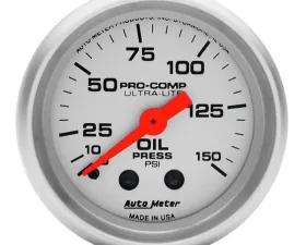AutoMeter GAUGE; OIL PRESSURE; 2 1/16in.; 150PSI; MECHANICAL; ULTRA-LITE