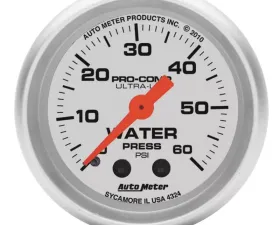 AutoMeter GAUGE; WATER PRESS; 2 1/16in.; 60PSI; MECHANICAL; ULTRA-LITE
