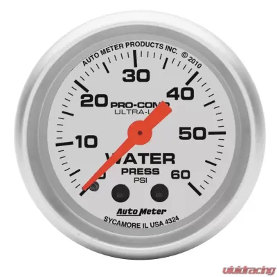 AutoMeter GAUGE; WATER PRESS; 2 1/16in.; 60PSI; MECHANICAL; ULTRA-LITE - 4324