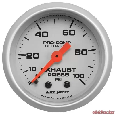 AutoMeter GAUGE; EXHAUST PRESS; 2 1/16in.; 100PSI; MECHANICAL; ULTRA-LITE - 4326