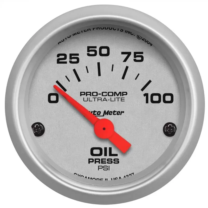 AutoMeter GAUGE; OIL PRESSURE; 2 1/16in.; 100PSI; ELECTRIC; ULTRA-LITE - 4327