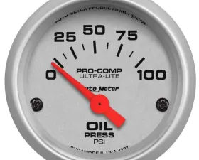 AutoMeter GAUGE; OIL PRESSURE; 2 1/16in.; 100PSI; ELECTRIC; ULTRA-LITE