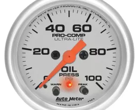 AutoMeter GAUGE; OIL PRESS; 2 1/16in.; 100PSI; DIGITAL STEPPER MOTOR W/PK/WRN; ULTRA-LITE