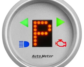AutoMeter GAUGE; GEAR POS; 2 1/16in.; INCL INDICATORS; SILVER DIAL; RED LED; SILVER BEZEL