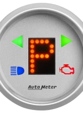 AutoMeter GAUGE; GEAR POS; 2 1/16in.; INCL INDICATORS; SILVER DIAL; RED LED; SILVER BEZEL                                     - 4359 - Image 2