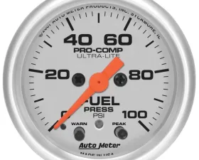 AutoMeter GAUGE; FUEL PRESS; 2 1/16in.; 100PSI; DIGITAL STEPPER MOTOR W/PK/WRN; ULTRA-LITE