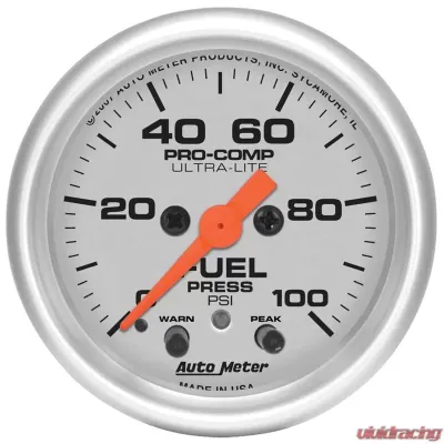 AutoMeter GAUGE; FUEL PRESS; 2 1/16in.; 100PSI; DIGITAL STEPPER MOTOR W/PK/WRN; ULTRA-LITE - 4371