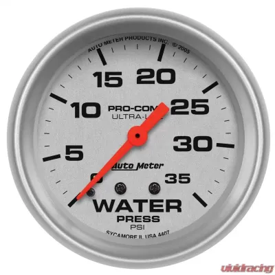 AutoMeter GAUGE; WATER PRESS; 2 5/8in.; 35PSI; MECHANICAL; ULTRA-LITE - 4407