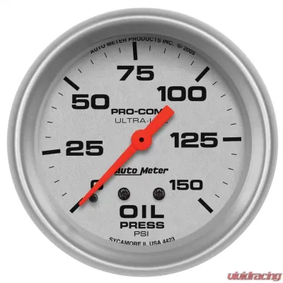 AutoMeter GAUGE; OIL PRESSURE; 2 5/8in.; 150PSI; MECHANICAL; ULTRA-LITE - 4423