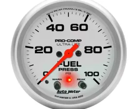 AutoMeter GAUGE; FUEL PRESS; 2 5/8in.; 100PSI; DIGITAL STEPPER MOTOR W/PK/WRN; ULTRA-LITE