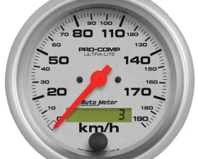 AutoMeter GAUGE; SPEEDOMETER; 3 3/8in.; 190KM/H; ELEC. PROG. W/LCD ODO; ULTRA-LITE