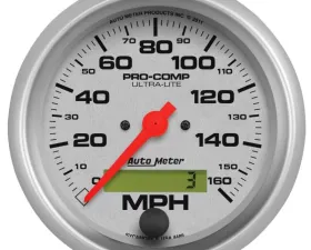 AutoMeter GAUGE; SPEEDO; 3 3/8in.; 160MPH; ELEC. PROGRAM W/LCD ODO; ULTRA-LITE