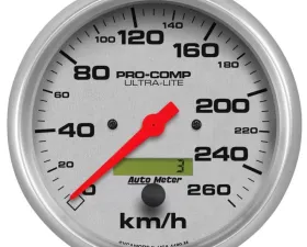 AutoMeter GAUGE; SPEEDOMETER; 5in.; 260KM/H; ELEC. PROG. W/LCD ODO; ULTRA-LITE
