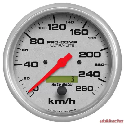 AutoMeter GAUGE; SPEEDOMETER; 5in.; 260KM/H; ELEC. PROG. W/LCD ODO; ULTRA-LITE - 4489-M