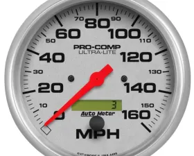 AutoMeter GAUGE; SPEEDO; 5in.; 160MPH; ELEC. PROGRAM W/LCD ODO; ULTRA-LITE