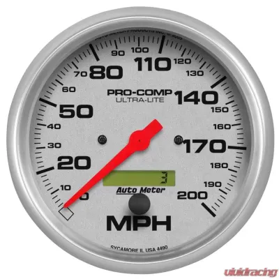 AutoMeter GAUGE; SPEEDO; 5in.; 200MPH; ELEC. PROGRAM W/LCD ODO; ULTRA-LITE - 4490