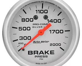 AutoMeter GAUGE; BRAKE PRESS; 2 5/8in.; 2000PSI; LIQUID FILLED MECH; ULTRA-LITE