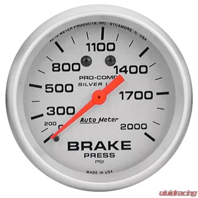 AutoMeter GAUGE; BRAKE PRESS; 2 5/8in.; 2000PSI; LIQUID FILLED MECH; ULTRA-LITE - 4626