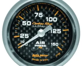 AutoMeter GAUGE; AIR PRESSURE; 2 1/16in.; 150PSI; MECHANICAL; CARBON FIBER