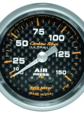AutoMeter GAUGE; AIR PRESSURE; 2 1/16in.; 150PSI; MECHANICAL; CARBON FIBER                                     - 4720 - Image 2