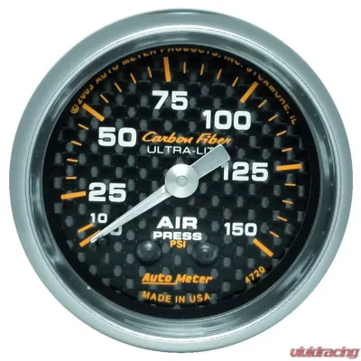 AutoMeter GAUGE; AIR PRESSURE; 2 1/16in.; 150PSI; MECHANICAL; CARBON FIBER - 4720