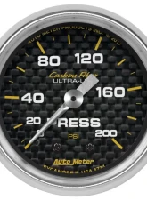 AutoMeter GAUGE; PRESSURE; 2 1/16in.; 200PSI; MECHANICAL; CARBON FIBER                                     - 4734 - Image 2