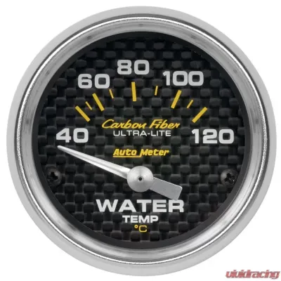 AutoMeter GAUGE; WATER TEMP; 2 1/16in.; 40-120deg.C; ELECTRIC; CARBON FIBER - 4737-M