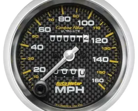 AutoMeter GAUGE; SPEEDOMETER; 3 3/8in.; 160MPH; MECHANICAL; CARBON FIBER