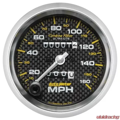 AutoMeter GAUGE; SPEEDOMETER; 5in.; 160MPH; MECHANICAL; CARBON FIBER - 4895