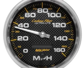 AutoMeter GAUGE; SPEEDOMETER; 5in.; 160MPH; ELEC. PROGRAMMABLE; CARBON FIBER