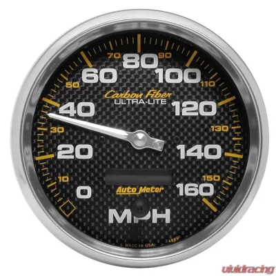 AutoMeter GAUGE; SPEEDOMETER; 5in.; 160MPH; ELEC. PROGRAMMABLE; CARBON FIBER - 4889