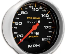 AutoMeter GAUGE; SPEEDOMETER; 5in.; 200MPH; MECHANICAL; PRO-COMP